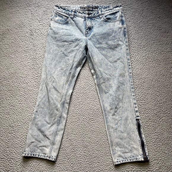 Volcom Jeans Womens Size 27 Blue Acid Wash Straight Leg Ankle Zip - Picture 1 of 12